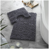 Super Soft 2 Piece Zero Twist Bath Mat Pedestal Set - Comfort Valley Non slip Bath Mat, Large bath mat, grey bath mats set, extra large bath rug non slip, black bath mats set, bath mats uk large