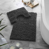 Super Soft 2 Piece Zero Twist Bath Mat Pedestal Set - Comfort Valley Non slip Bath Mat, Large bath mat, grey bath mats set, extra large bath rug non slip, black bath mats set, bath mats uk large